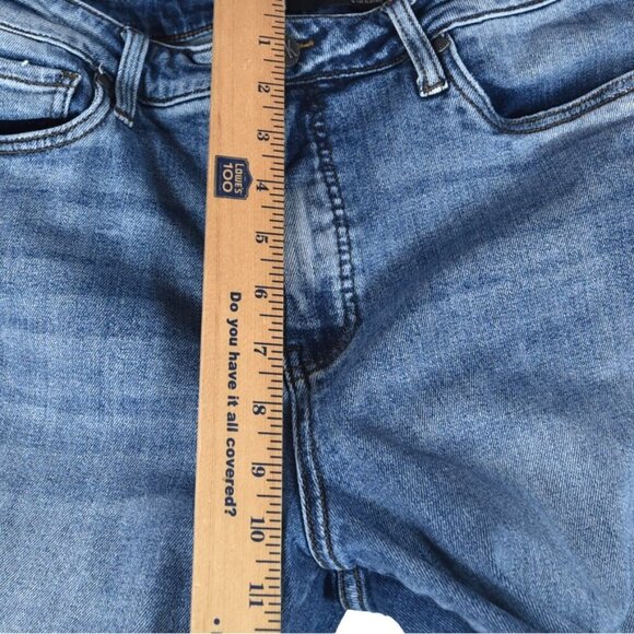 KUT Cropped Straight Distressed Raw Hem Jeans Sz 12 Mid Wash - Picture 8 of 9